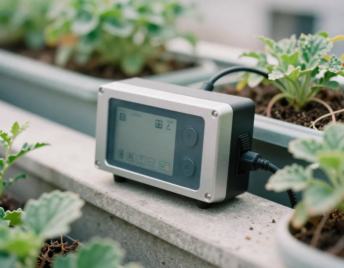 Sistema de riego automatizado con sensores de humedad y control inteligente para jardines